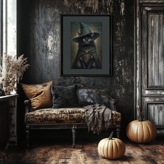 Witchy Black Cat -  stijlvol halloween Poster