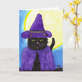Witchy Black Cat wenskaart Kaart (Gele Bloem)