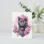 Witchy Black Kitty Kat | Happy Halloween Briefkaart (Staand voorkant)