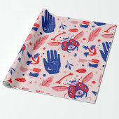 Witchy Boho Mystical Wrapping Paper Cadeaupapier (Uitgerold)