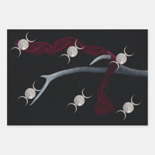 Witchy Bossen Triple Moon wrappers Inpakpapier Vel (Voorkant)