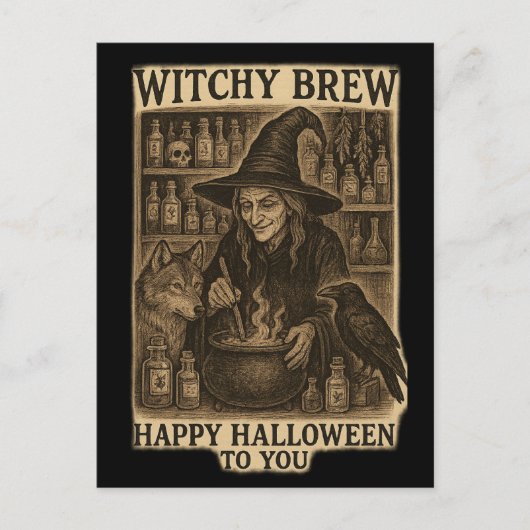 Witchy Brew Halloween Briefkaart (Voorkant)