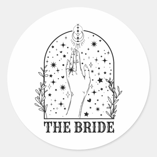 Witchy Bride Coven Matching Gothic Bachelorette Pa Ronde Sticker (Voorkant)