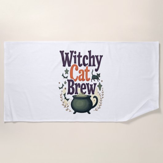 Witchy Cat Brew Strandlaken (Voorkant)
