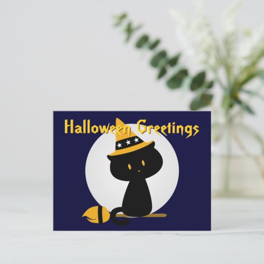 Witchy Cat Briefkaart (Staand voorkant)