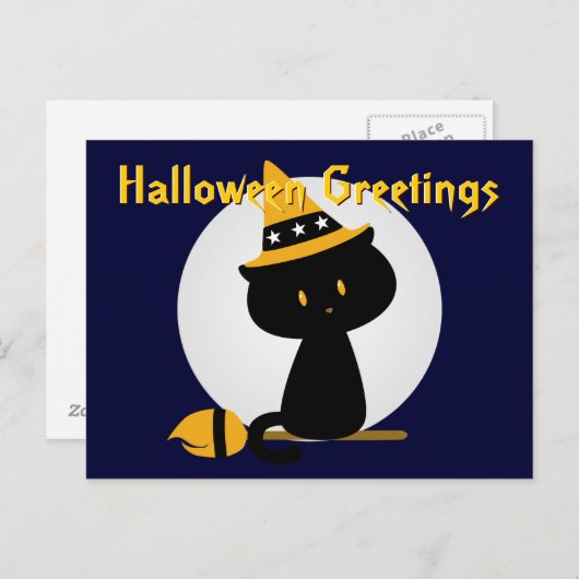 Witchy Cat Briefkaart (Voorkant / Achterkant)