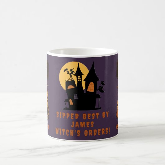 Witchy Cat Café Mok – Halloween Pumpkin Spell Gift (Center)