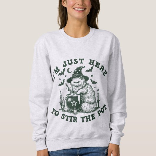 Witchy Cat Halloween Sweatshirt (Voorkant)