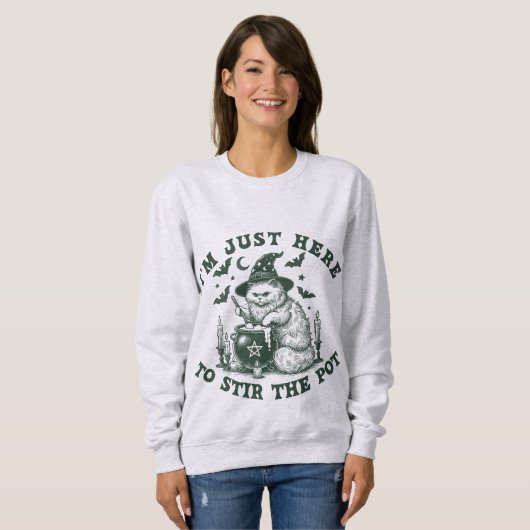 Witchy Cat Halloween Sweatshirt (Voorkant volledig)