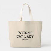Witchy Cat Lady Custom Est. Datum noodlijdende vro Grote Tote Bag (Achterkant)