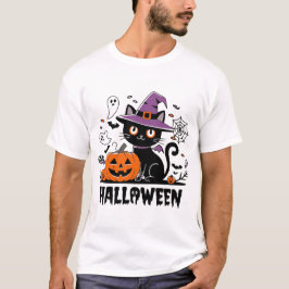 Witchy Cat met pompoenen - Halloween Fun T-shirt