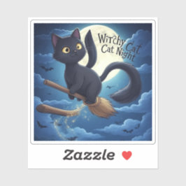 Witchy Cat Night - Magische zwarte kat Halloween Sticker