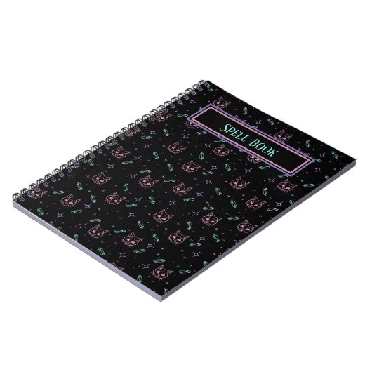  Witchy Cats and Crystals Pattern Notitieboek (Linkerzijde)
