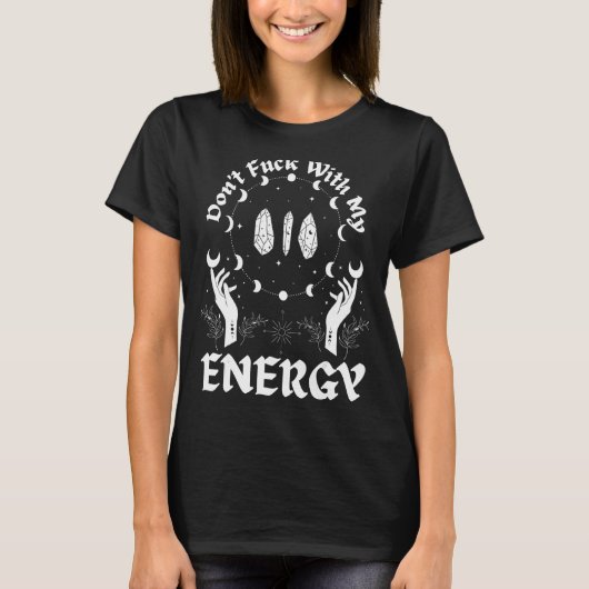 Witchy Celestial Moon en Crystals T-shirt (Voorkant)
