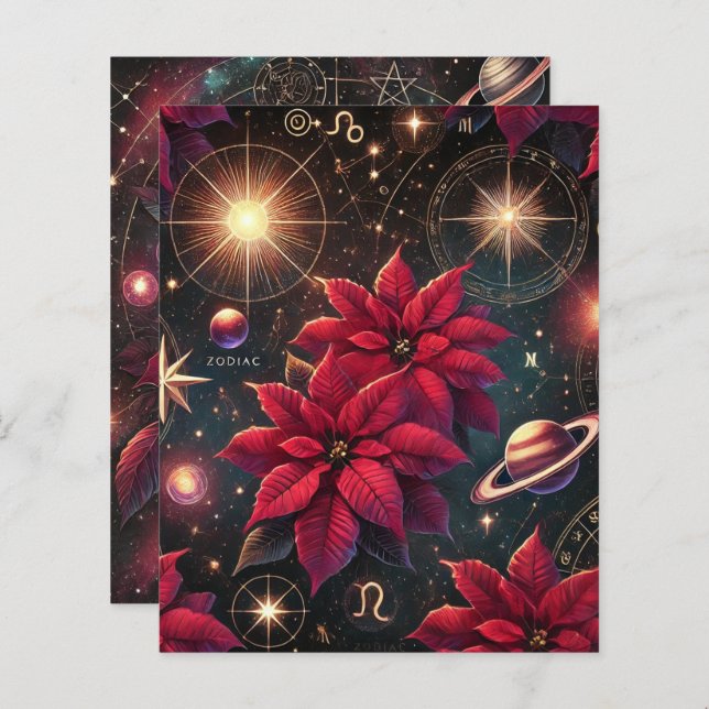 Witchy Celestial Skies Poinsettia Scrapbook Paper (Voorkant / Achterkant)