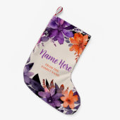 Witchy Christmas Vibes Paarse en Oranje bloemen Kleine Kerstsok (Voorkant (Hangend))