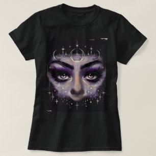 Witchy Cosmic Eyes - Paarse mystieke gezicht T-shirt