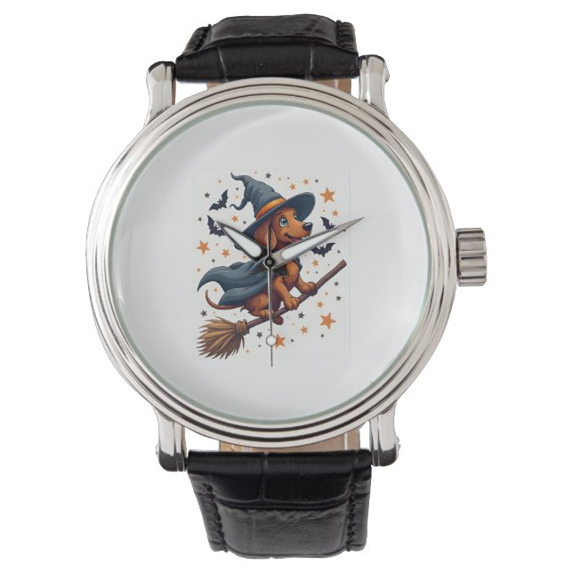 Witchy Dachshund Delight Horloge (Voorkant)