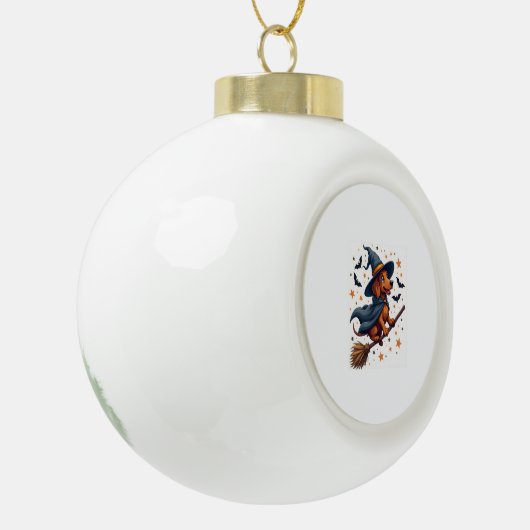 Witchy Dachshund Delight Keramische Bal Ornament (Links)