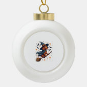 Witchy Dachshund Delight Keramische Bal Ornament (Voorkant)