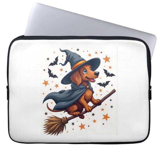 Witchy Dachshund Delight Laptop Sleeve (Voorkant)