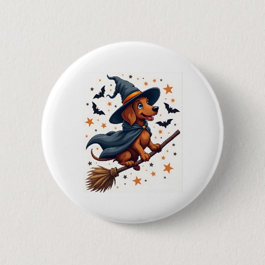 Witchy Dachshund Delight Ronde Button 5,7 Cm (Voorkant)