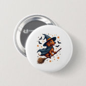 Witchy Dachshund Delight Ronde Button 5,7 Cm (Voorkant /achterkant)