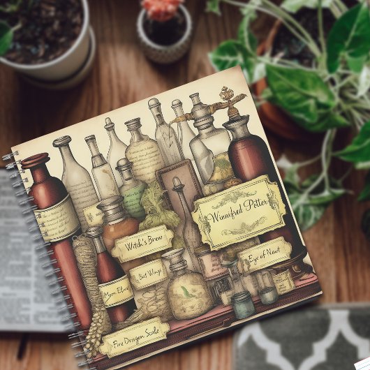 Witchy Dark Academia Potion Flessen, gepersonalise Notitieboek