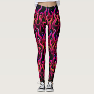 Witchy Devilish Pink Fire Flames Leggings