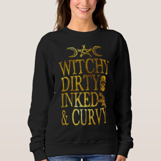 Witchy Dirty Inked & Curvy Gold Trui (Voorkant)
