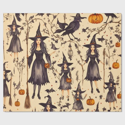Witchy Elegance:  Gotisch Halloween Cadeaupapier (Vlak)