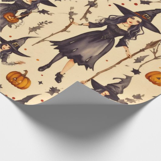 Witchy Elegance:  Gotisch Halloween Cadeaupapier (Hoek)