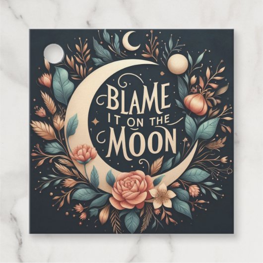 Witchy Floral blameert het op de maan gunst cadeau Bedankjes Labels (Voorkant)