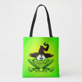 Witchy Frog op Green Tote Bag (Voorkant)