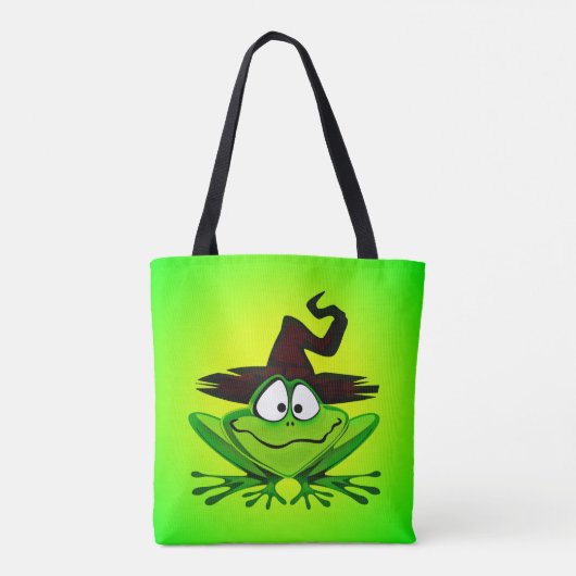 Witchy Frog op Green Tote Bag (Achterkant)
