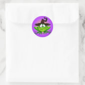 Witchy Frog Paarse Ronde Sticker (Tas)