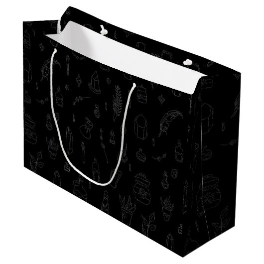 Witchy Gift Bag met mooie doodle-versiering Groot Cadeauzakje (Voorkant Gekanteld)