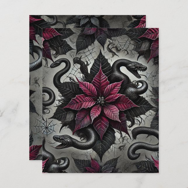 Witchy Giftige Poinsettia Blooms Scrapbook Paper (Voorkant / Achterkant)