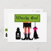 Witchy Girl Halloween T-shirts en cadeautjes Briefkaart (Voorkant / Achterkant)
