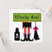 Witchy Girl Halloween T-shirts en cadeautjes Kaart (Voorkant / Achterkant in situ)