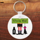 Witchy Girl Halloween T-shirts en cadeautjes Sleutelhanger (Voorkant)