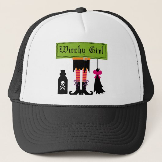 Witchy Girl Halloween T-shirts en cadeautjes Trucker Pet (Voorkant)