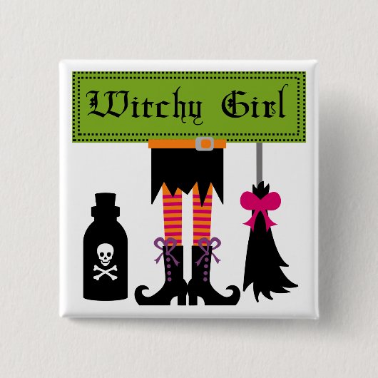 Witchy Girl Halloween T-shirts en cadeautjes Vierkante Button 5,1 Cm (Voorkant)
