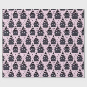 Witchy Gothic Baby Pink Black Kitty Cat Verjaardag Cadeaupapier (Vlak)