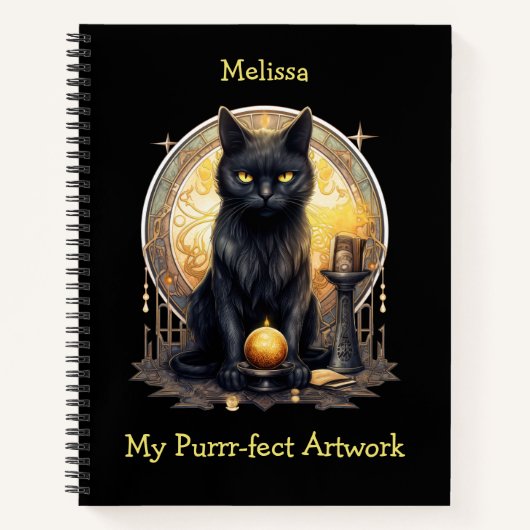 Witchy Gothic Black Cat Schetsboek Notitieboek (Voorkant)