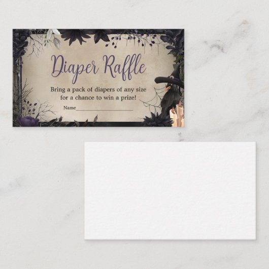 Witchy Gothic Halloween Baby shower Luier Raffle Informatiekaartje (Voorkant / Achterkant)
