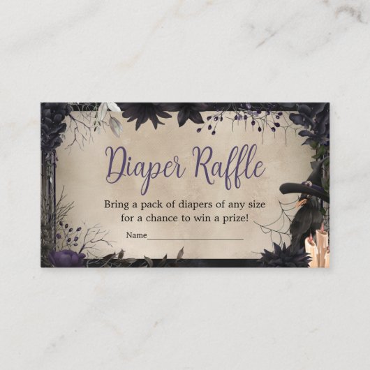 Witchy Gothic Halloween Baby shower Luier Raffle Informatiekaartje (Voorkant)