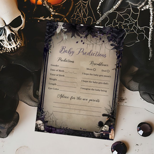 Witchy Gothic Halloween Baby voorspellingen spel (Witchy Baby Shower Baby Predictions Game)
