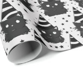 Witchy Gothic Sassy Zwart & Wit Kitty Kat Verjaard Cadeaupapier (Rol Hoek)
