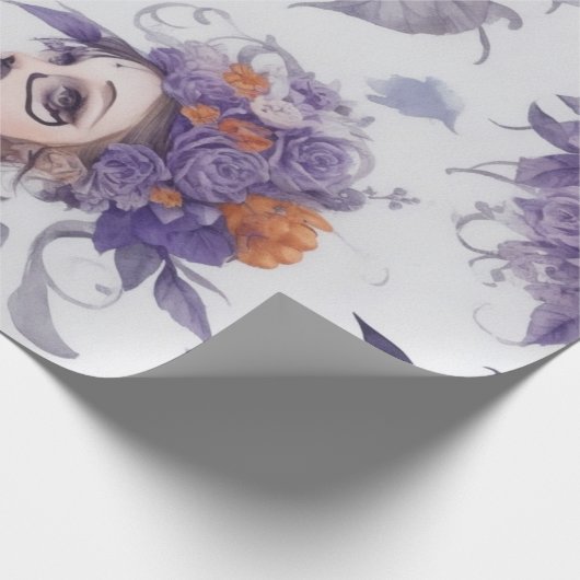 Witchy  gothic traditioneel halloween cadeaupapier (Hoek)